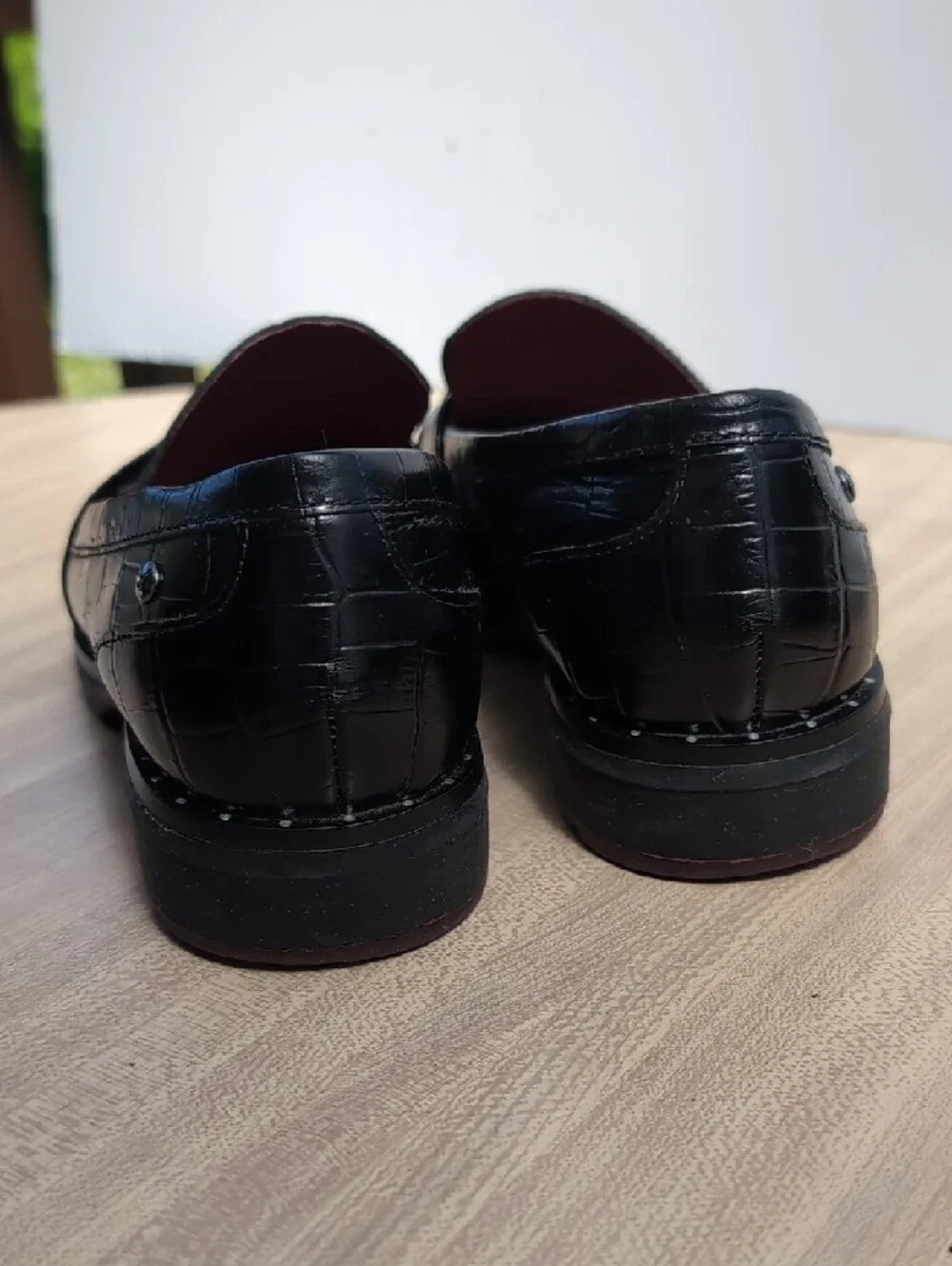PIKOLINOS Black Glossy Croc-Embossed Leather Women's Loafers Size 38 US 7.5